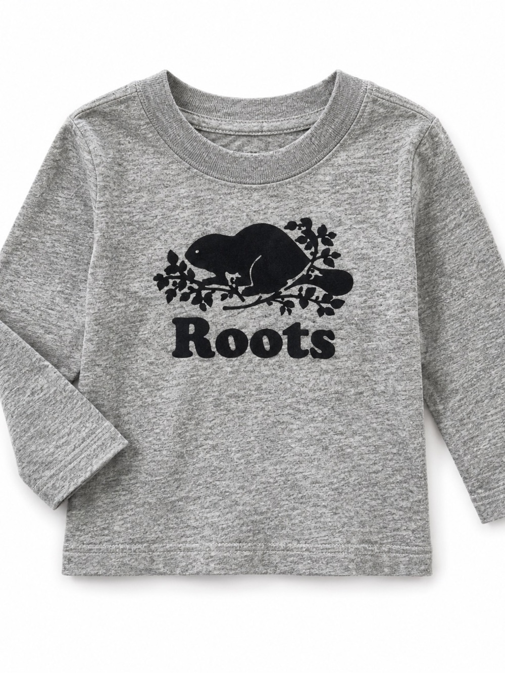 Roots Grey Long-Sleeve Tee with Navy Logo